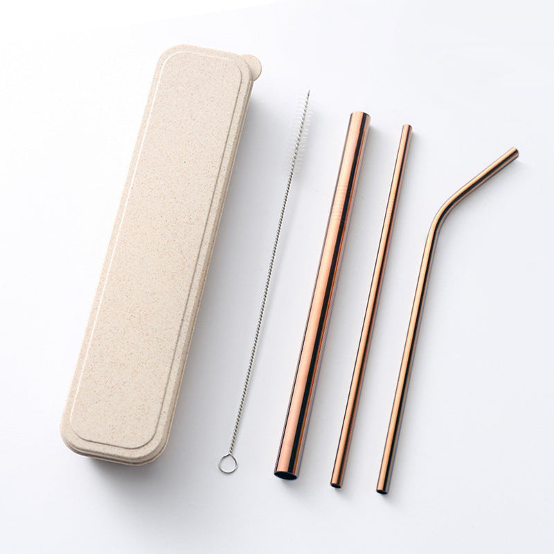 304 Stainless Steel Drinking Straw Set With Brush & Pouch