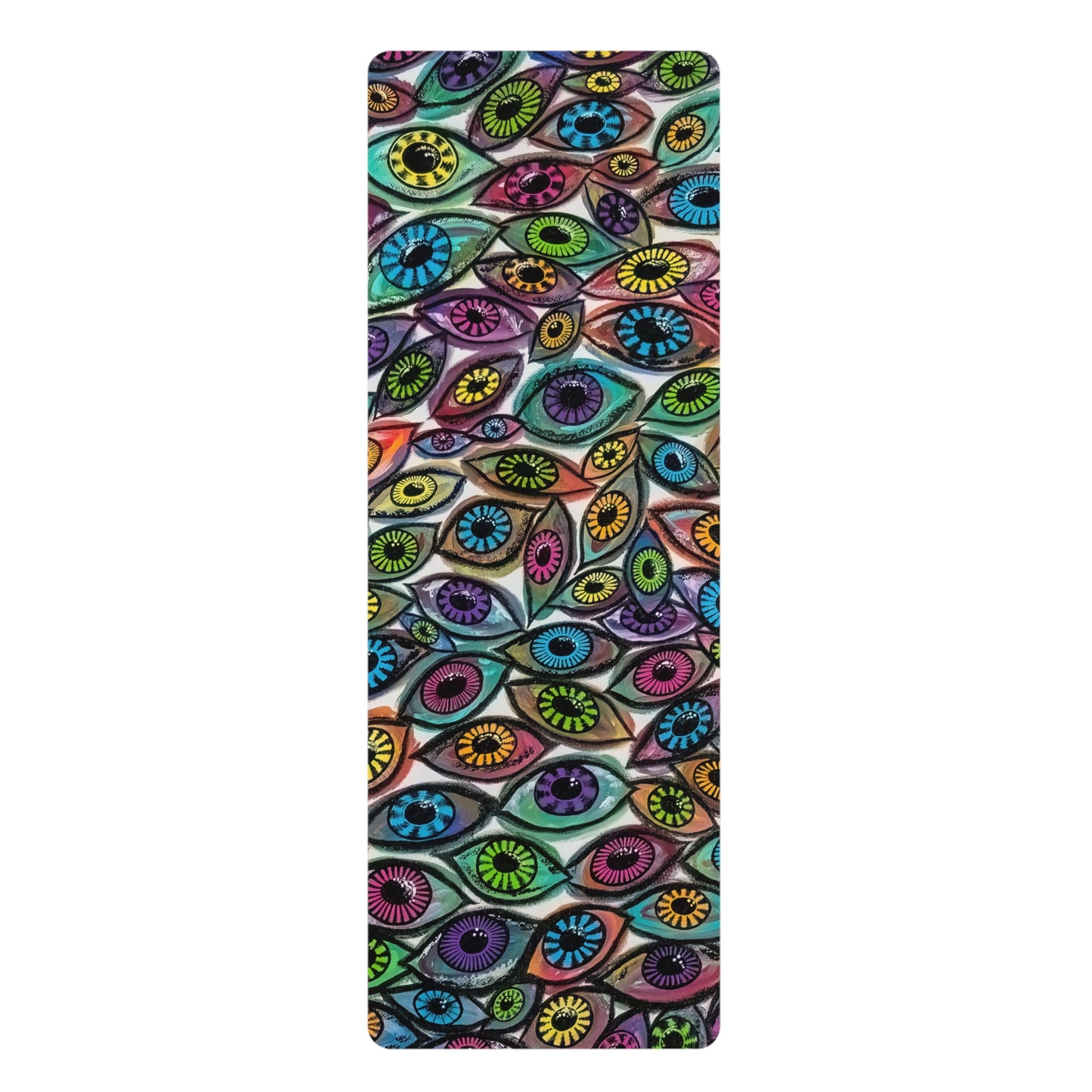Vibrant Eye See You Too Pattern Rubber Yoga Mat, Eco-Friendly Fitness Mat, Colorful Exercise Gear, Yoga Enthusiast Gift, Meditation and Wellness