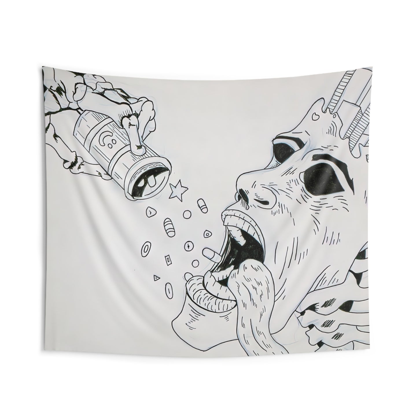 Happy Pillz Indoor Wall Tapestry - Unique Home Decor, Bohemian Wall Hanging, Art for Living Room, Gift for Artists, Psychedelic Wall Art