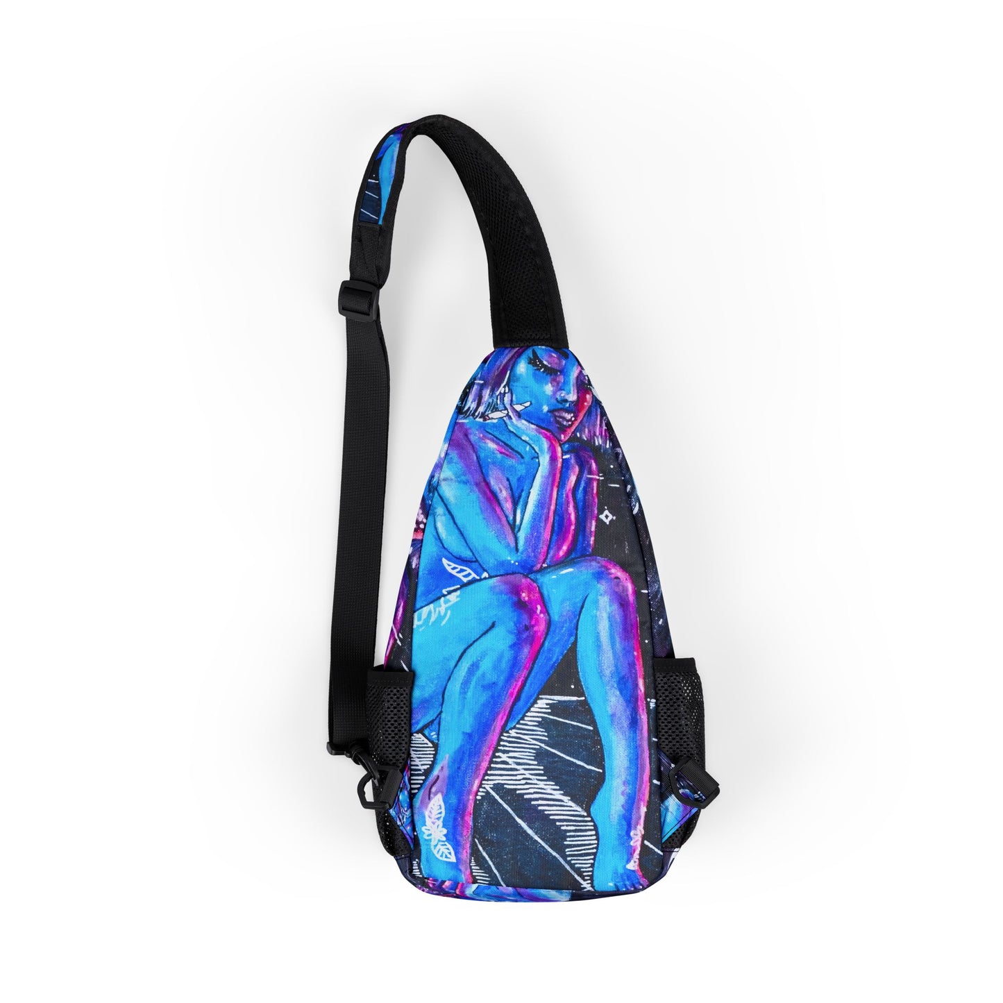 Vibrant Cosmic Dreamer Art Chest Bag, Trendy Sling Backpack, Unique Graphic Messenger Bag, Colorful Daypack for Festivals, Perfect Gift for Art Lovers