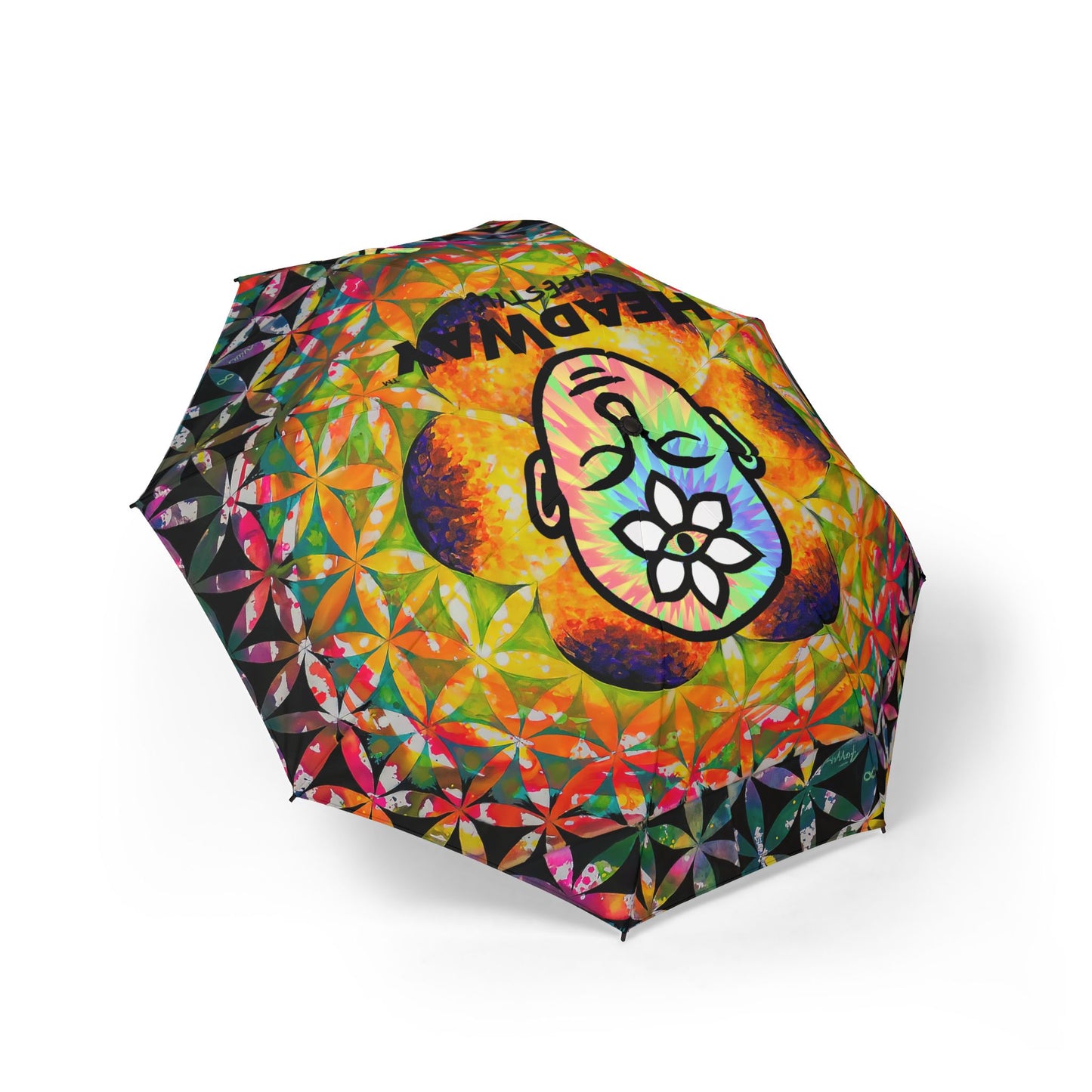 Vibrant Heady Foldable Umbrella | Artistic Rain Gear, Lightweight Travel Accessory, Gift for Her, Festival Essentials, Outdoor Chic