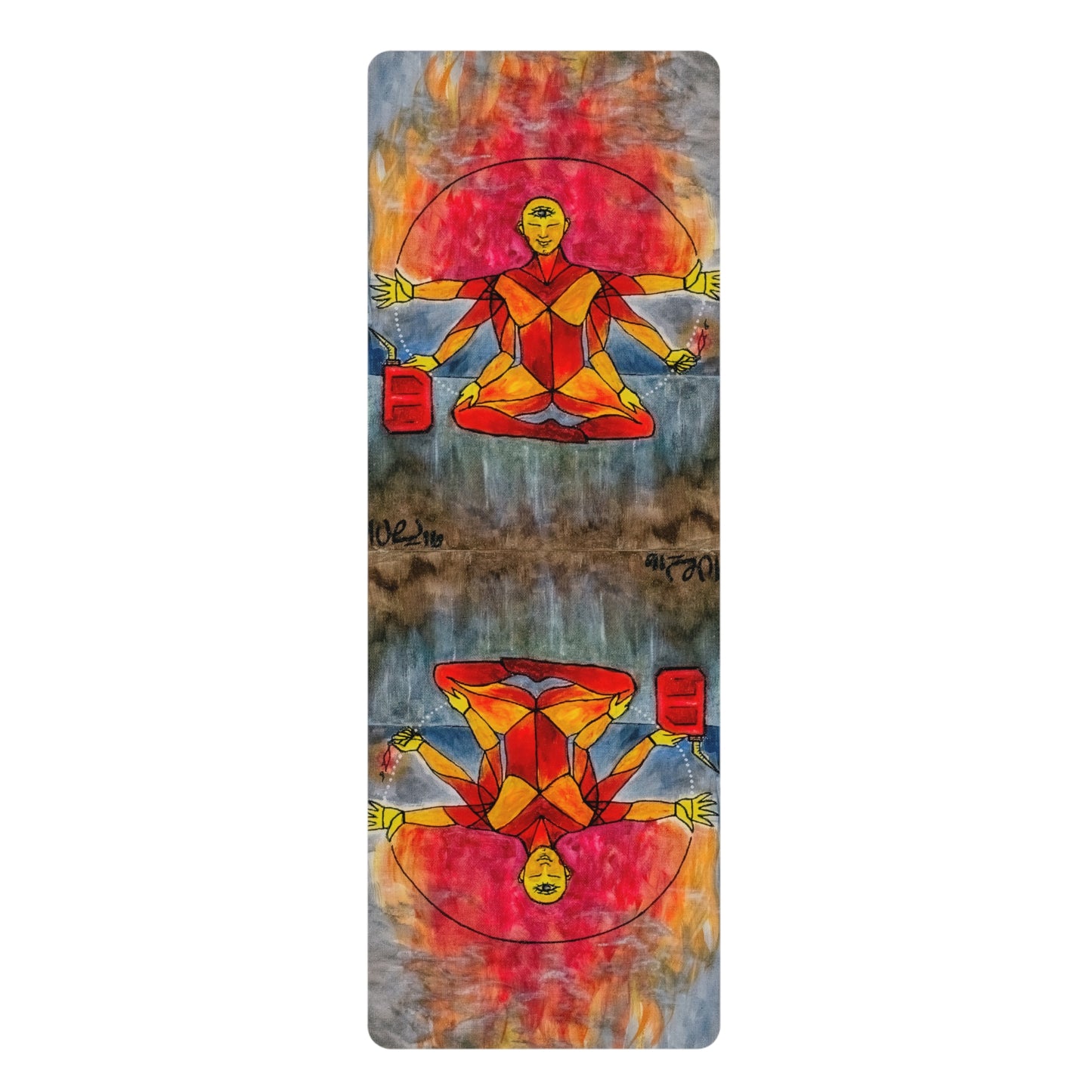 Vibrant Be The Change Rubber Yoga Mat for Mindfulness, Meditation & Fitness | Colorful Non-Slip Yoga Mat, Gift for Yoga Lovers, Home Workouts