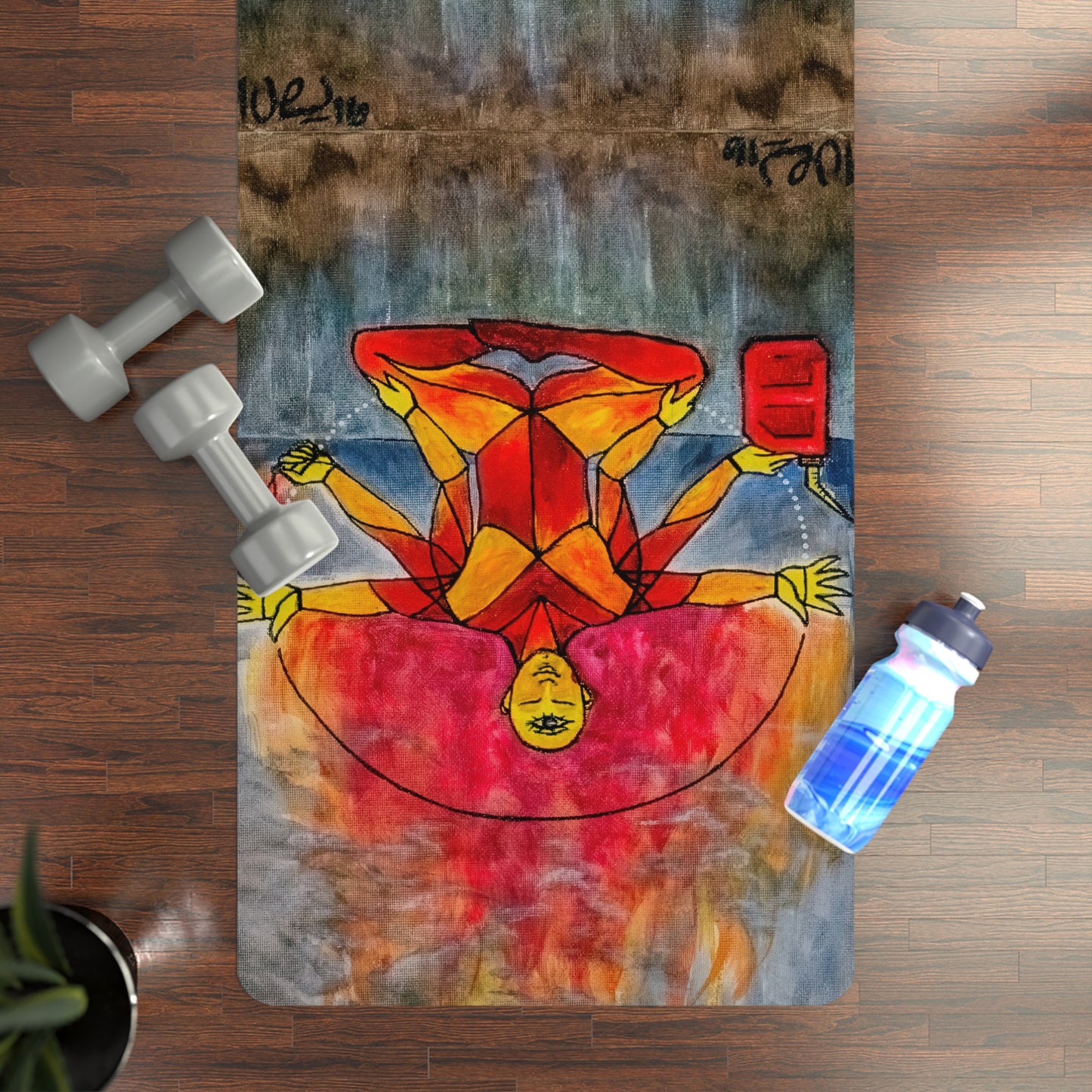 Vibrant Be The Change Rubber Yoga Mat for Mindfulness, Meditation & Fitness | Colorful Non-Slip Yoga Mat, Gift for Yoga Lovers, Home Workouts