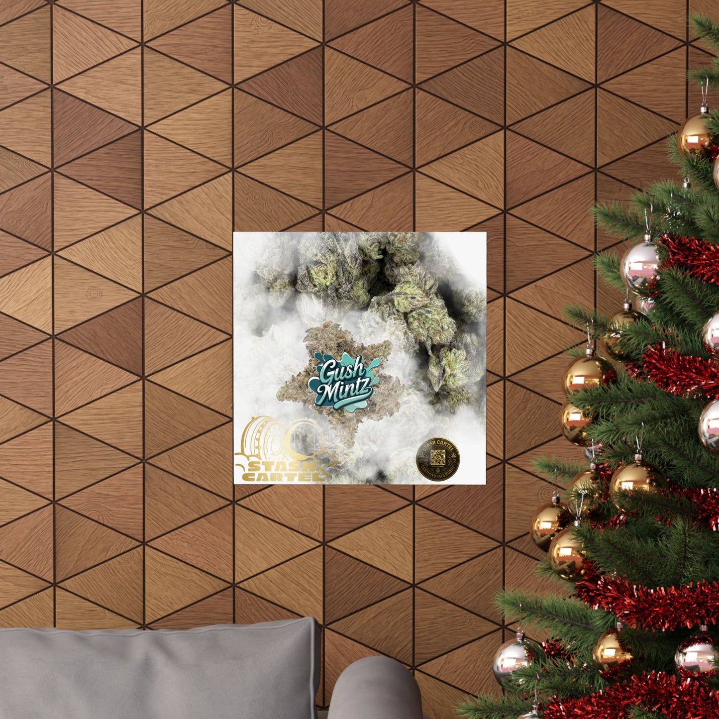 🌬️ "Gush Mintz" Hybrid Poster Print – Ice-Cold Cannabis Wall Art with Minty Drip