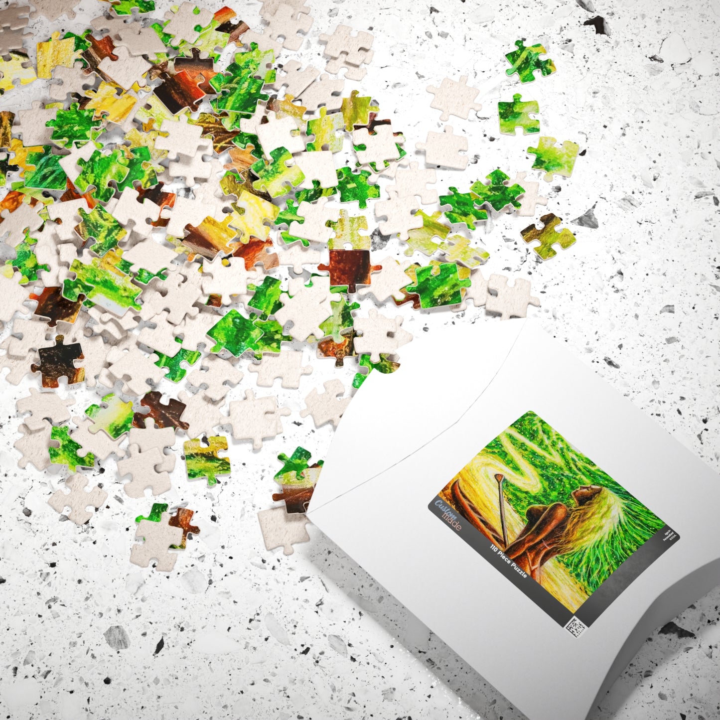 Nature-Inspired Vibrant Flow Puzzle Featuring Serene Woman, 110-520 Pieces, Eco-Friendly Family Game, Outdoor Vibes, Mindful Relaxation