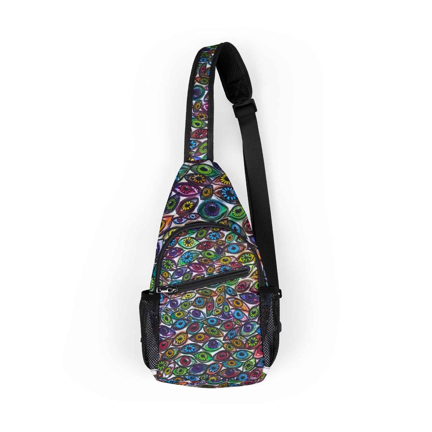 Colorful Eye See You Too Chest Bag for Everyday Adventures, Stylish Sling Bag, AOP Cool Accessory for Festivals, Travel, Gifts