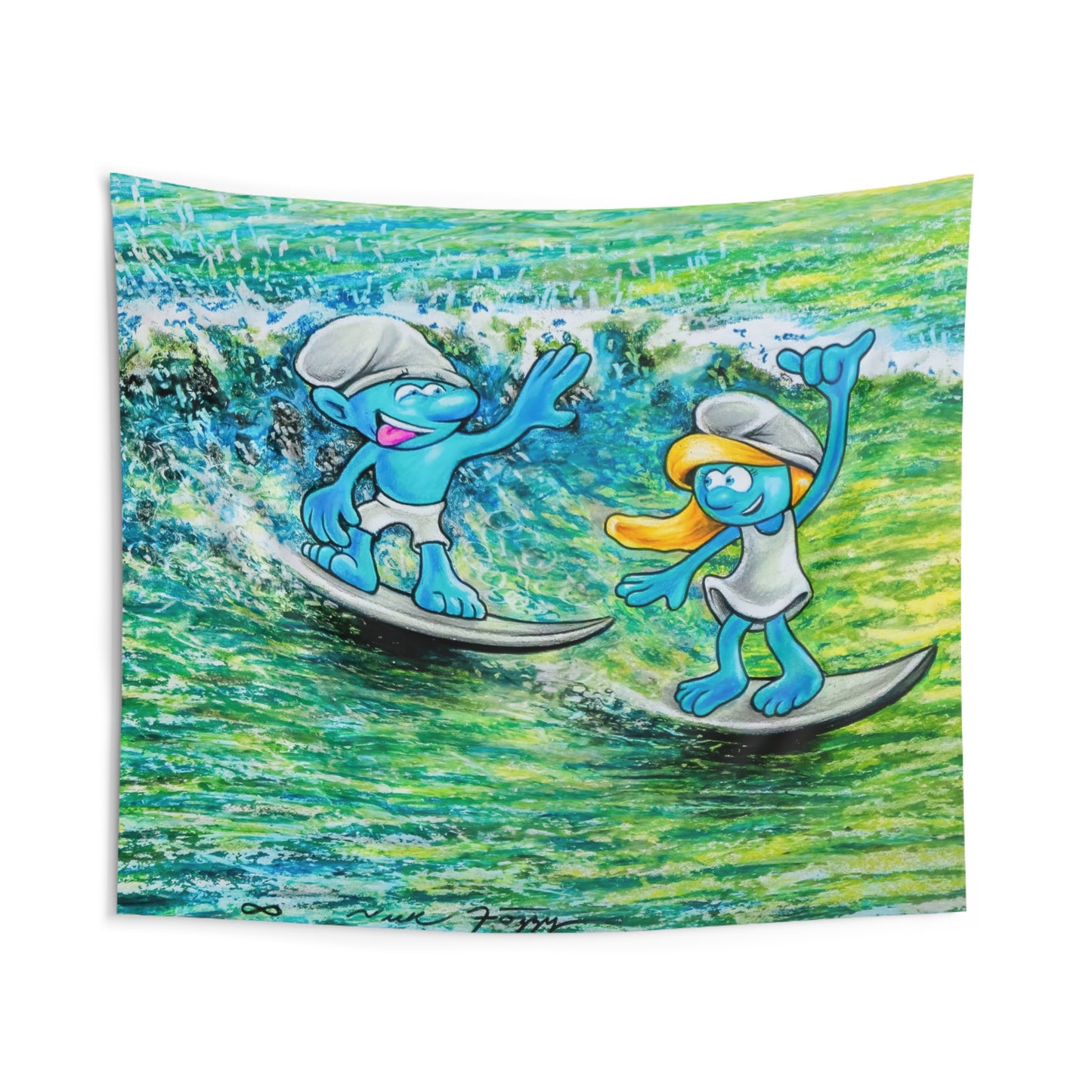 Surfing Indoor Wall Tapestry | Beach Decor, Nursery Wall Art, Gift for Kids, Boho Home Accents, Summer Vibes
