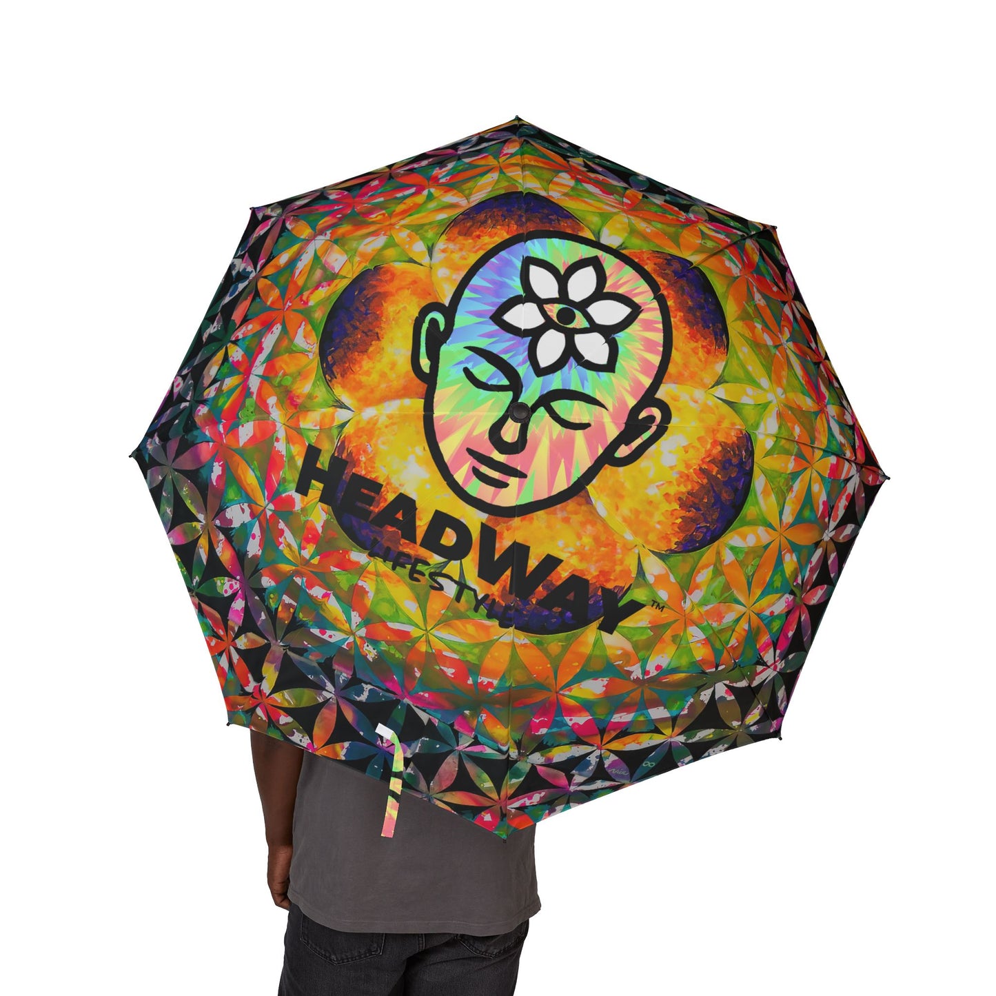 Vibrant Heady Foldable Umbrella | Artistic Rain Gear, Lightweight Travel Accessory, Gift for Her, Festival Essentials, Outdoor Chic