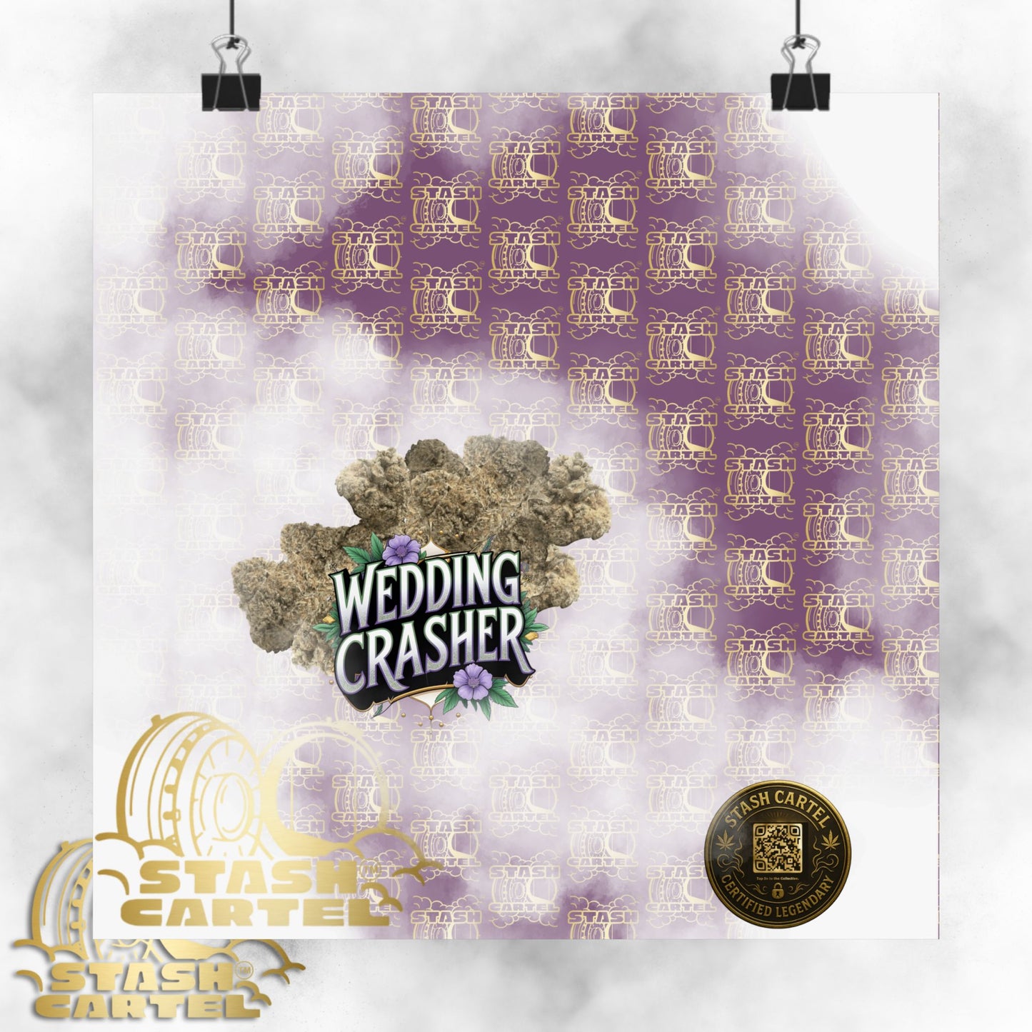 🎉💍 Wedding Crasher Poster – Uplifting Hybrid Wall Art with Vanilla Cake & Purple Gas