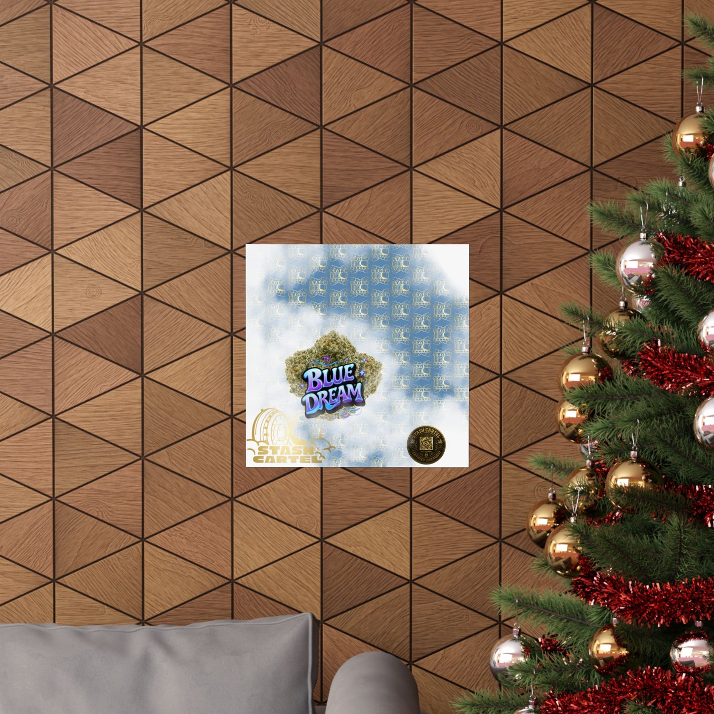 💭 "Blue Dream" West Coast Sativa Hybrid Poster – Classic Cali Cannabis Art in Sky Blue Tones