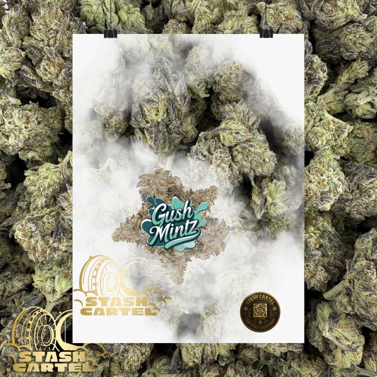 🌬️ "Gush Mintz" Hybrid Poster Print – Ice-Cold Cannabis Wall Art with Minty Drip
