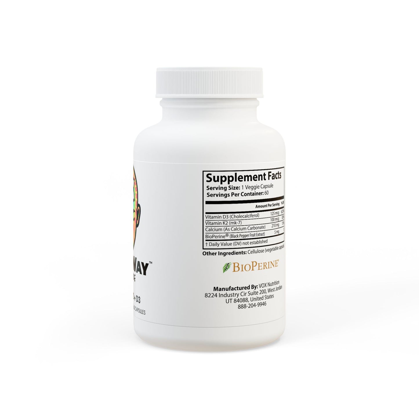 Vitamin K2 + D3 Supplement (60 Capsules)