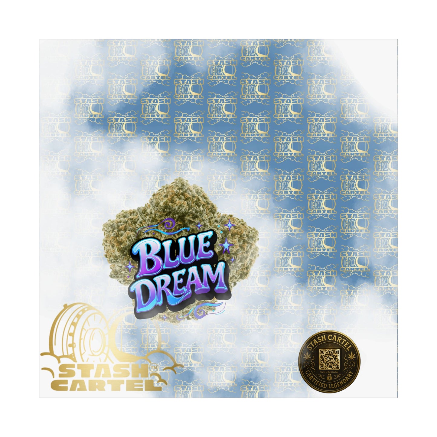 💭 "Blue Dream" West Coast Sativa Hybrid Poster – Classic Cali Cannabis Art in Sky Blue Tones