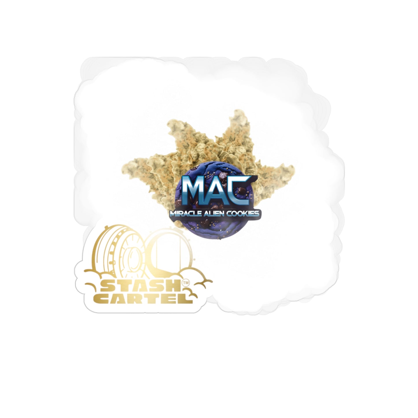 MAC (Miracle Alien Cookies) Transparent Outdoor Sticker – Cannabis Art Collectible