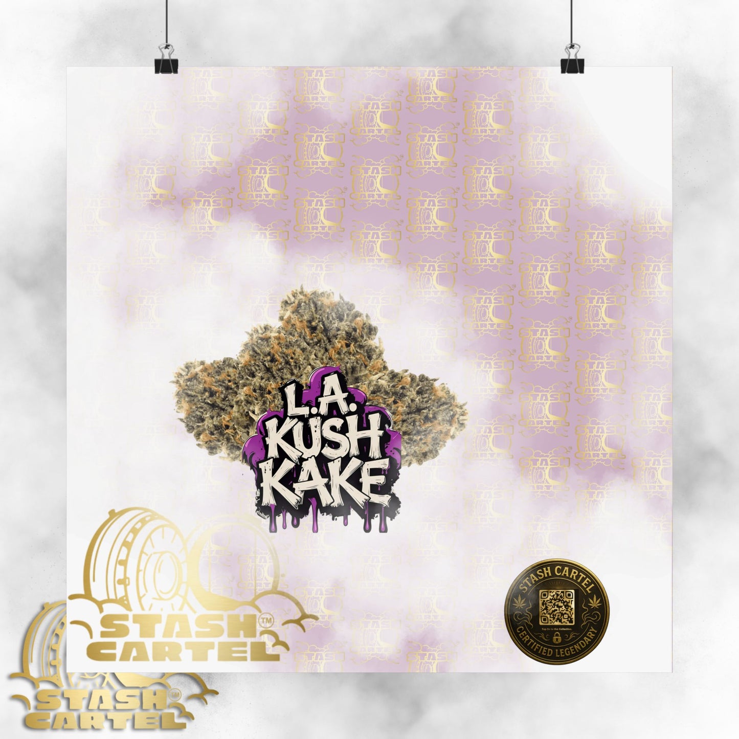 🎂🌴 LA Kush Cake Poster – Indica Hybrid Wall Art with Vanilla Cake & OG Gas