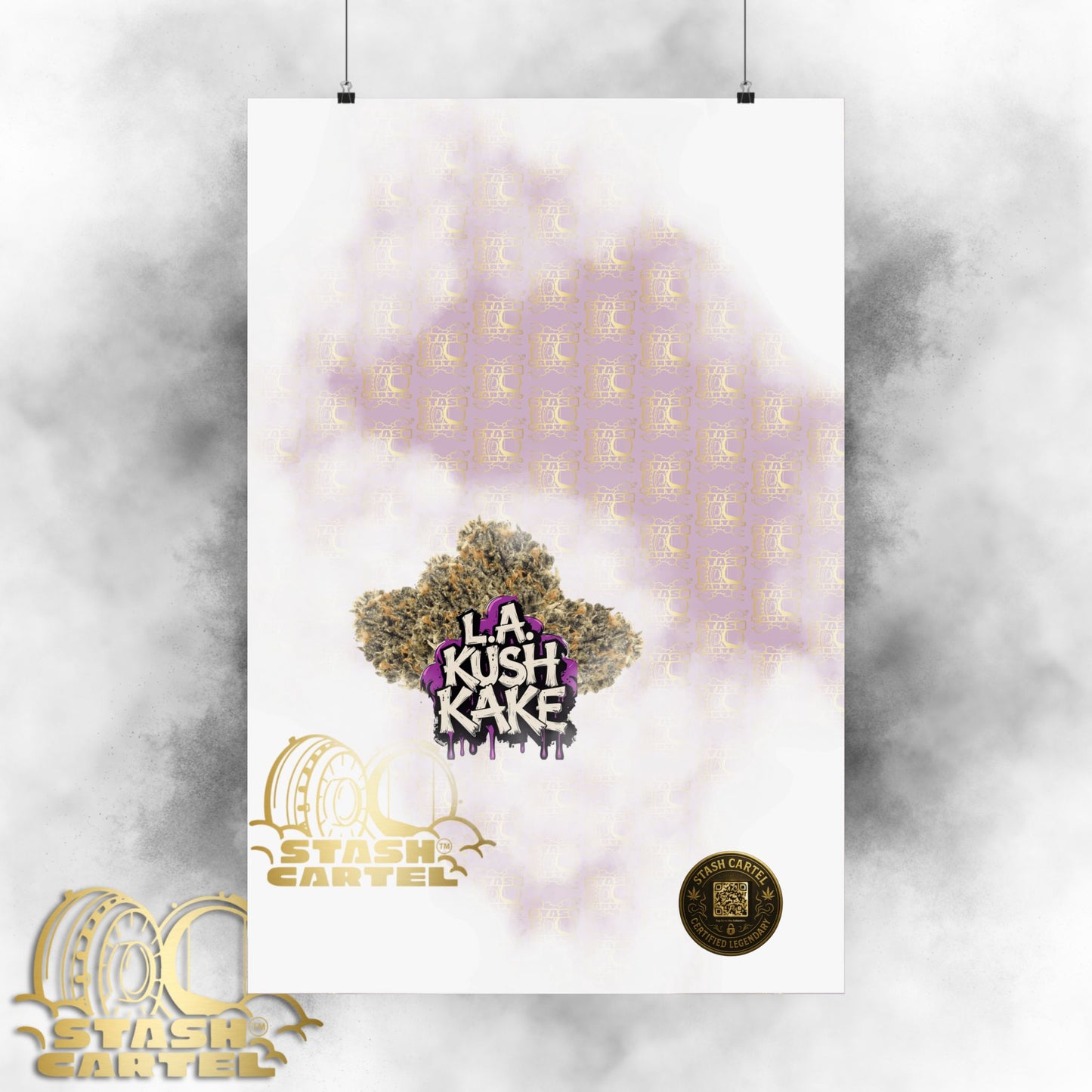 🎂🌴 LA Kush Cake Poster – Indica Hybrid Wall Art with Vanilla Cake & OG Gas