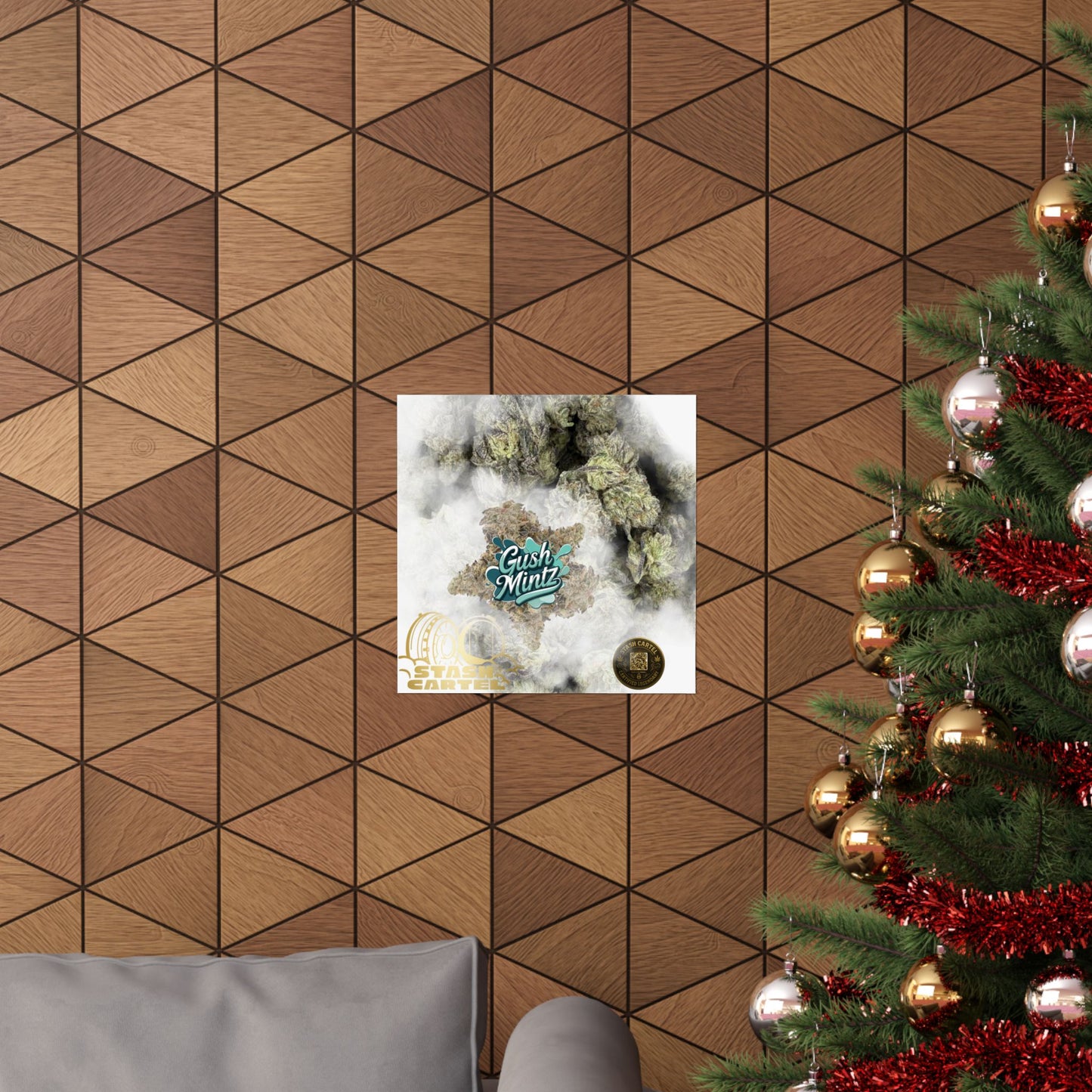 🌬️ "Gush Mintz" Hybrid Poster Print – Ice-Cold Cannabis Wall Art with Minty Drip