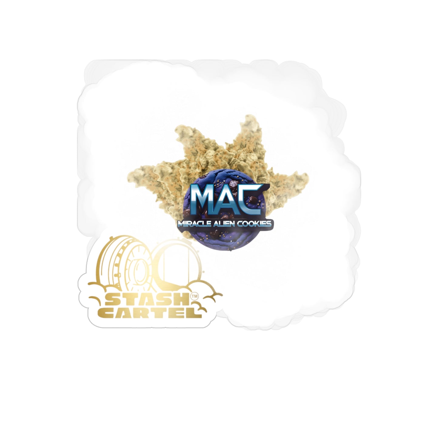 MAC (Miracle Alien Cookies) Transparent Outdoor Sticker – Cannabis Art Collectible