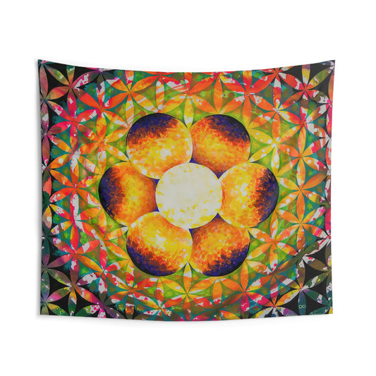 Vibrant Floral Mandala Indoor Wall Tapestries, Bohemian Home Decor, Meditation Room Accents, Colorful Wall Hanging, Gift for Art Lovers