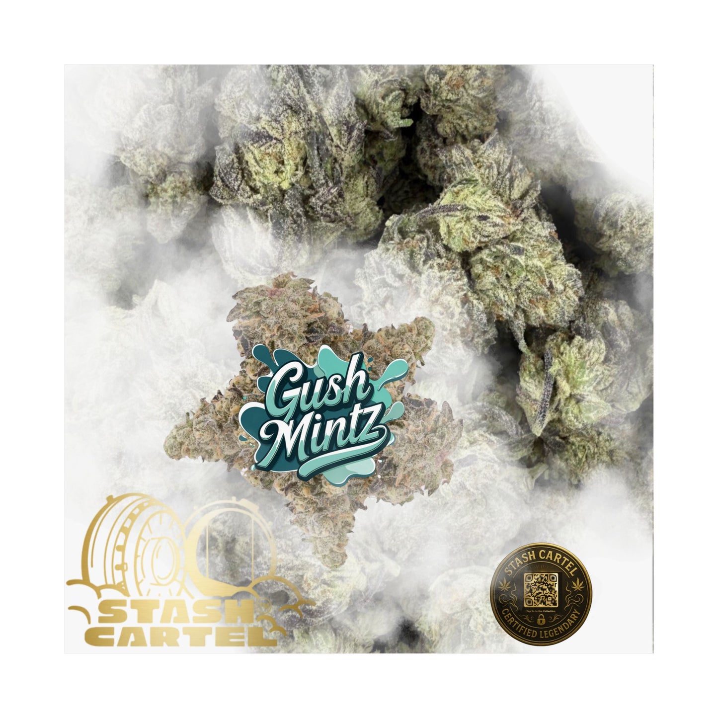 🌬️ "Gush Mintz" Hybrid Poster Print – Ice-Cold Cannabis Wall Art with Minty Drip