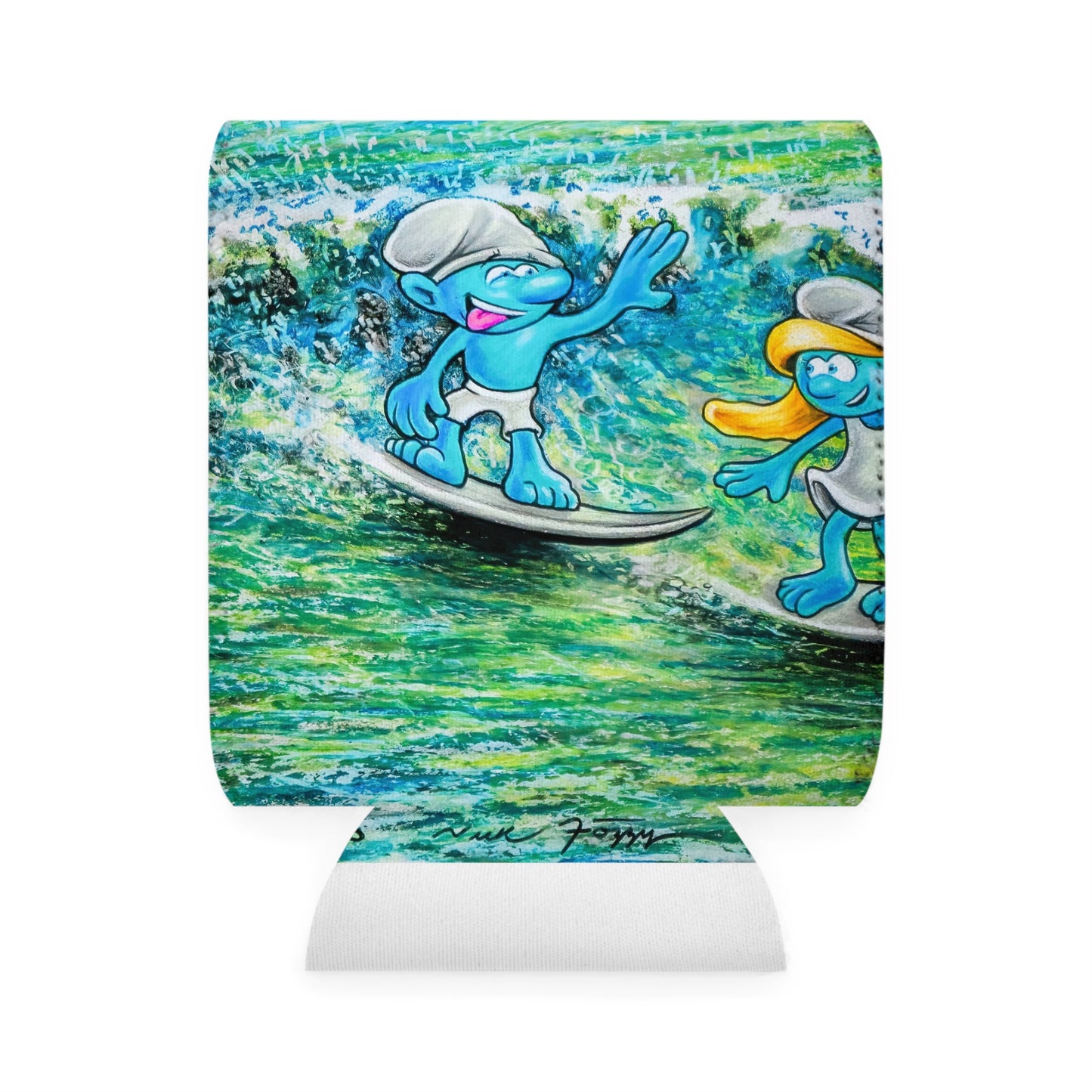 Surfs Up Can Cooler Sleeve, Surf Party Essential, Beach Day Accessory, Fun Summer Gift, Eco-Friendly Beverage Insulator
