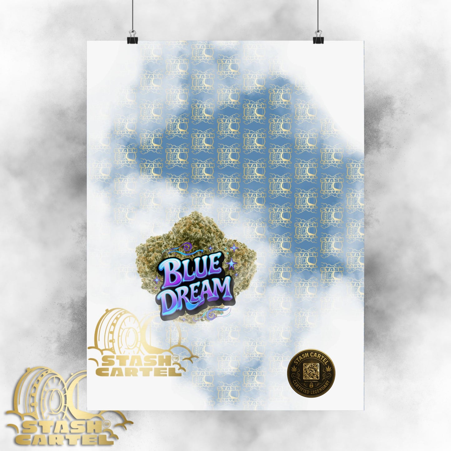 💭 "Blue Dream" West Coast Sativa Hybrid Poster – Classic Cali Cannabis Art in Sky Blue Tones