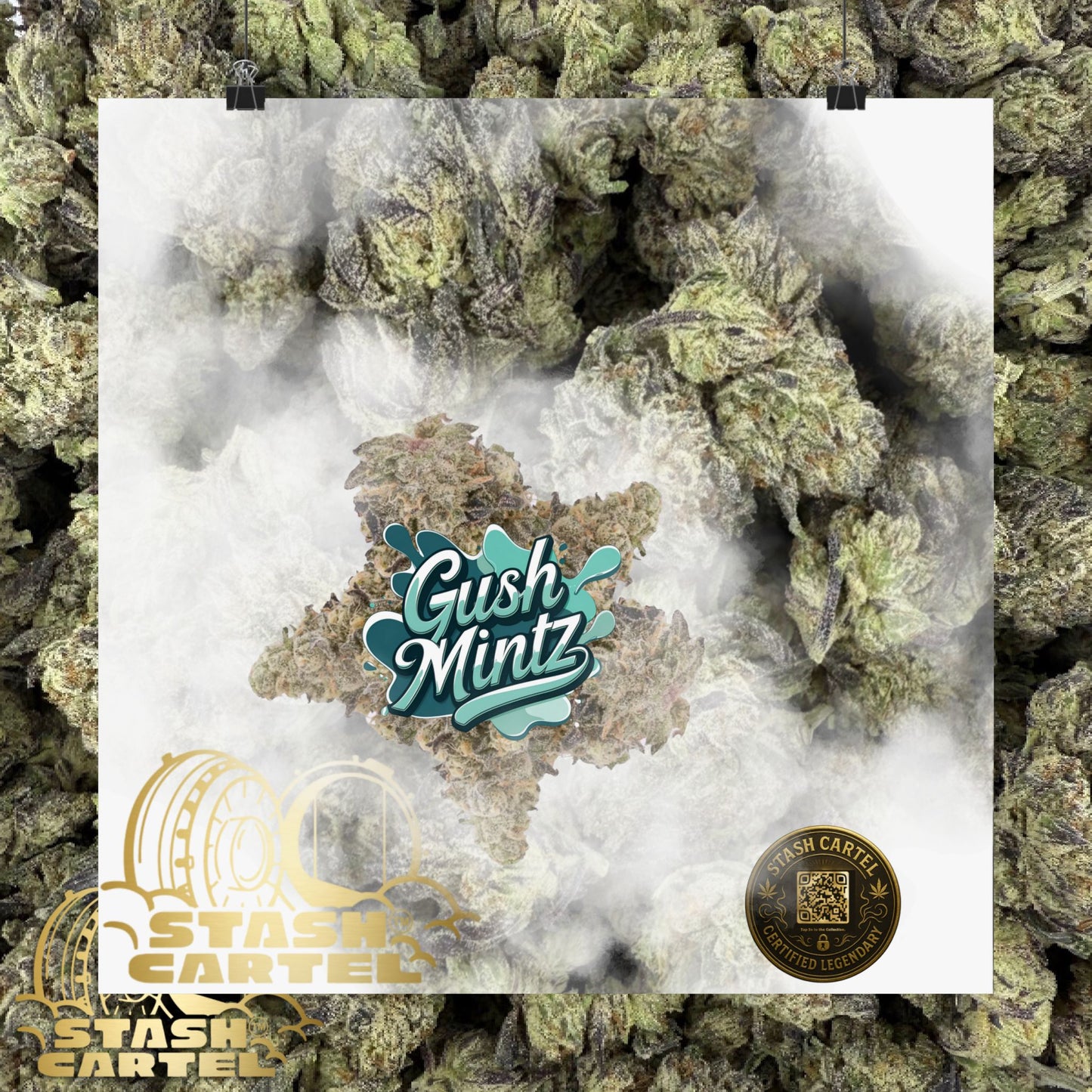 🌬️ "Gush Mintz" Hybrid Poster Print – Ice-Cold Cannabis Wall Art with Minty Drip
