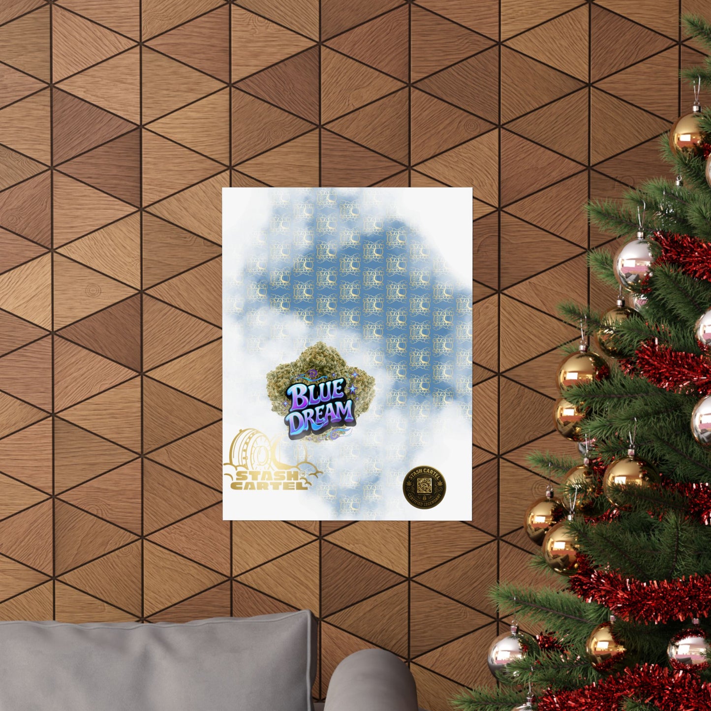 💭 "Blue Dream" West Coast Sativa Hybrid Poster – Classic Cali Cannabis Art in Sky Blue Tones