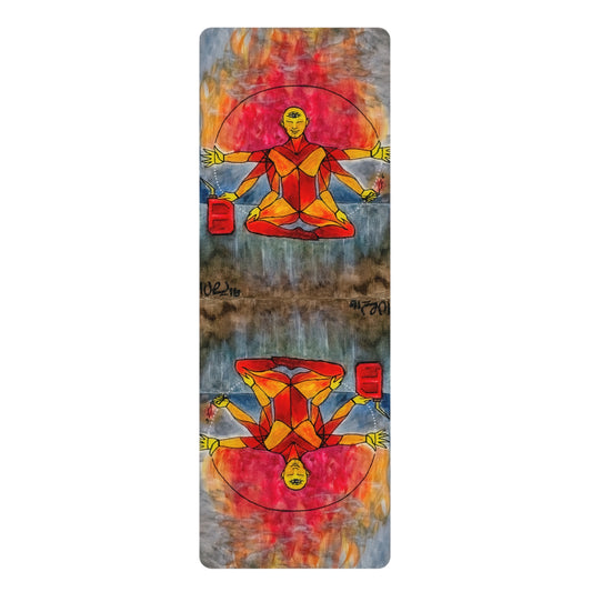 Vibrant Be The Change Rubber Yoga Mat for Mindfulness, Meditation & Fitness | Colorful Non-Slip Yoga Mat, Gift for Yoga Lovers, Home Workouts