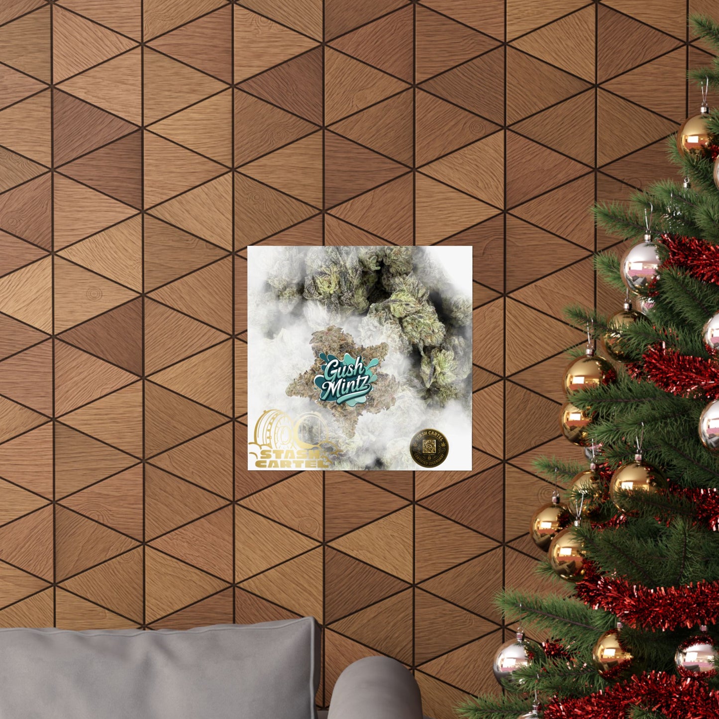 🌬️ "Gush Mintz" Hybrid Poster Print – Ice-Cold Cannabis Wall Art with Minty Drip