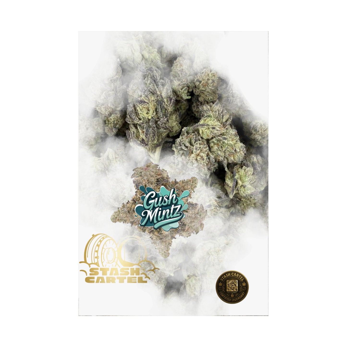 🌬️ "Gush Mintz" Hybrid Poster Print – Ice-Cold Cannabis Wall Art with Minty Drip
