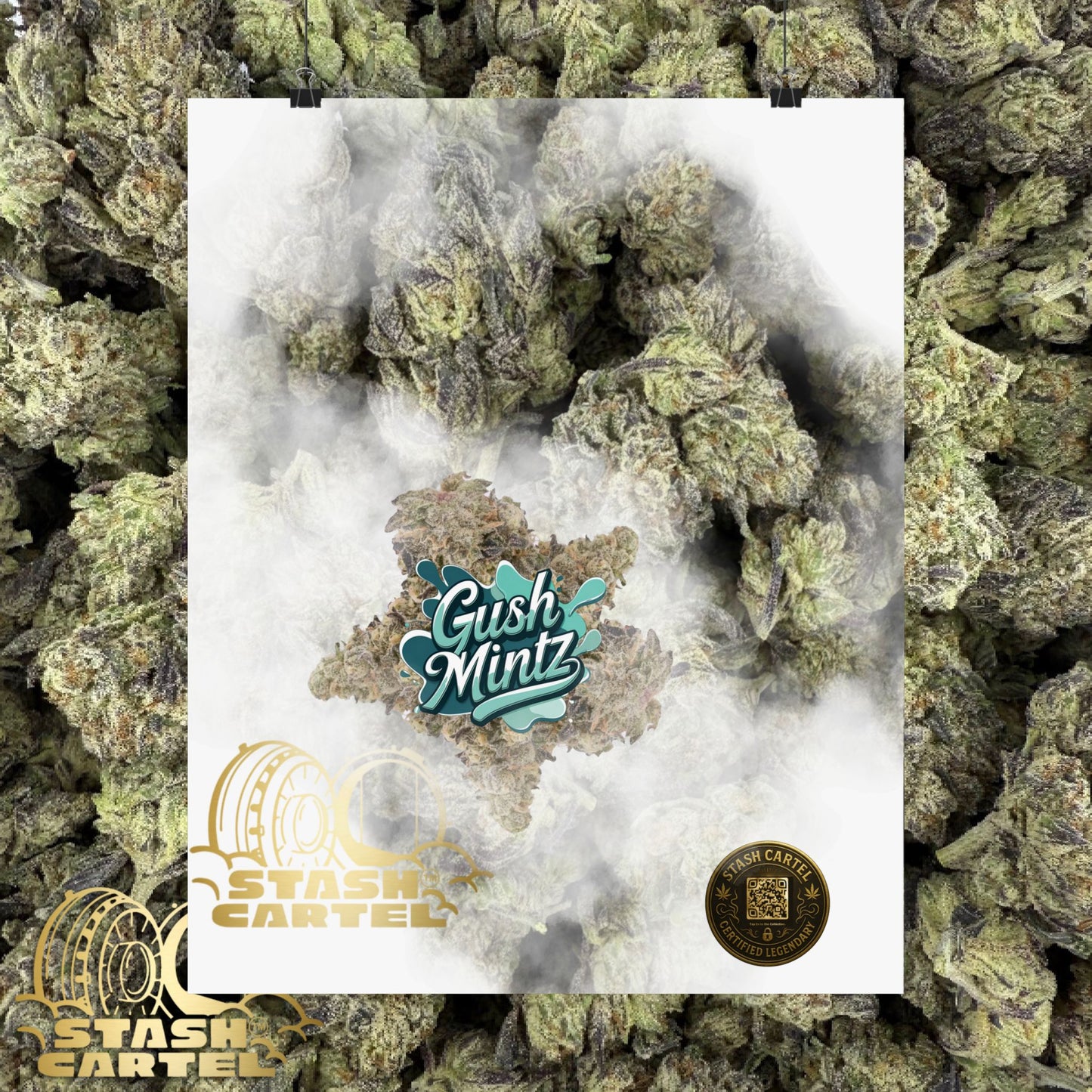 🌬️ "Gush Mintz" Hybrid Poster Print – Ice-Cold Cannabis Wall Art with Minty Drip