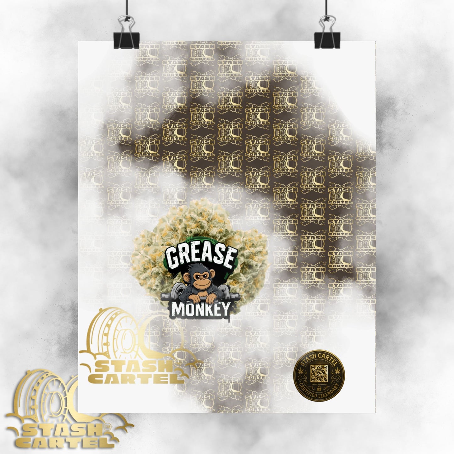 🧼🛠️ Grease Monkey Poster – Gassy Hybrid Wall Art with Full-Body Chill