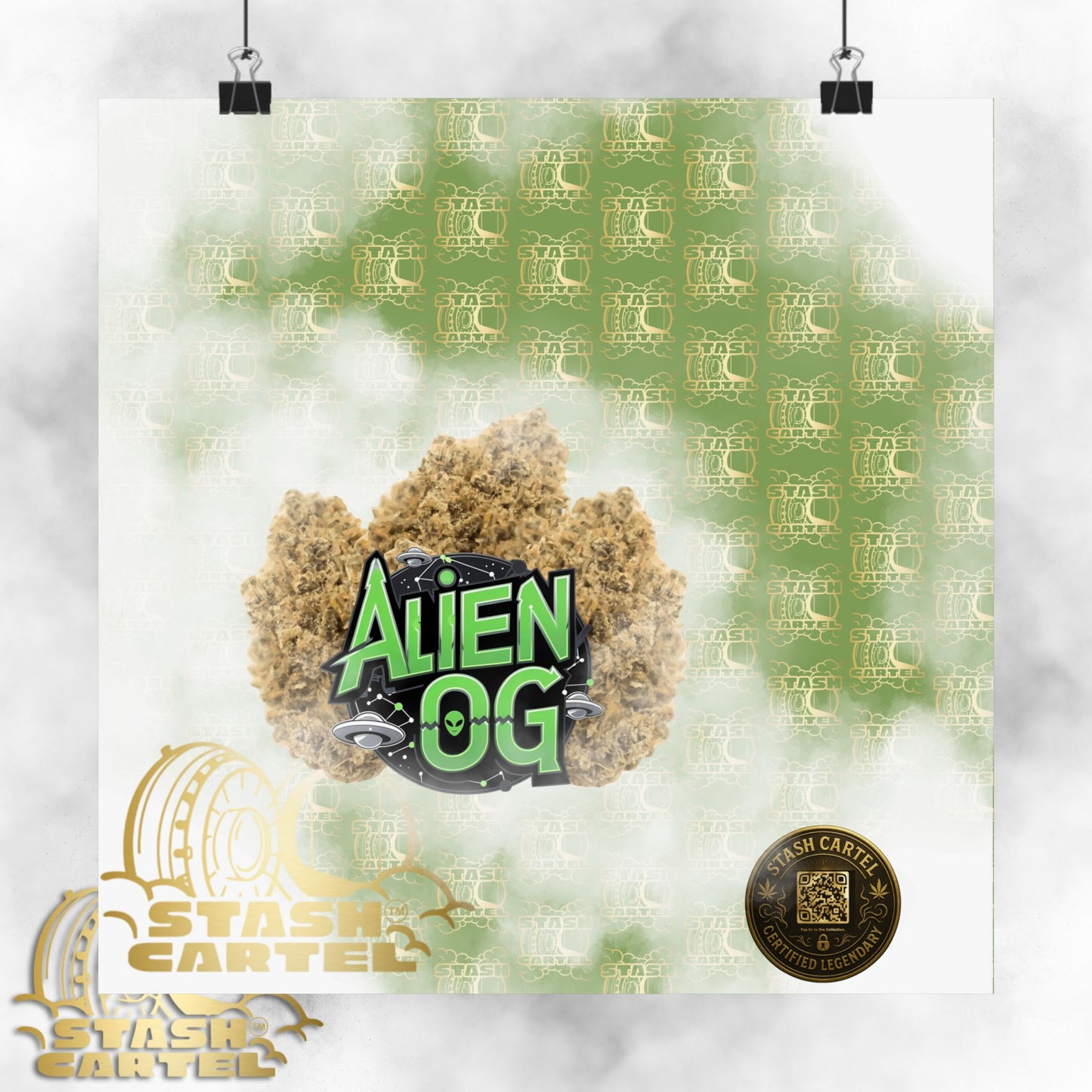 👽🌲 Alien OG Poster – Legendary Indica-Dominant Hybrid with Citrus Pine & Cosmic Potency