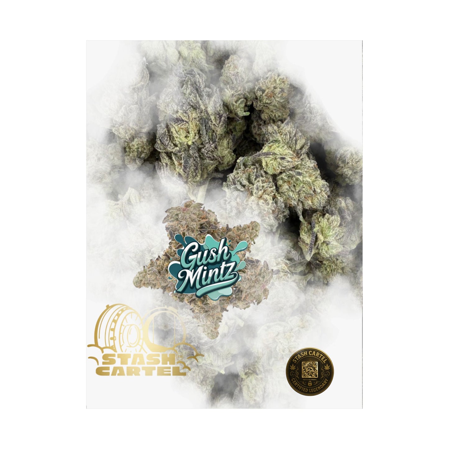 🌬️ "Gush Mintz" Hybrid Poster Print – Ice-Cold Cannabis Wall Art with Minty Drip