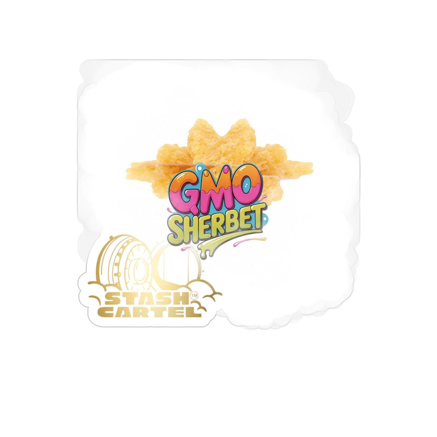 GMO Sherbet Crumble Sugar Wax Transparent Outdoor Sticker – Weed Merch Design