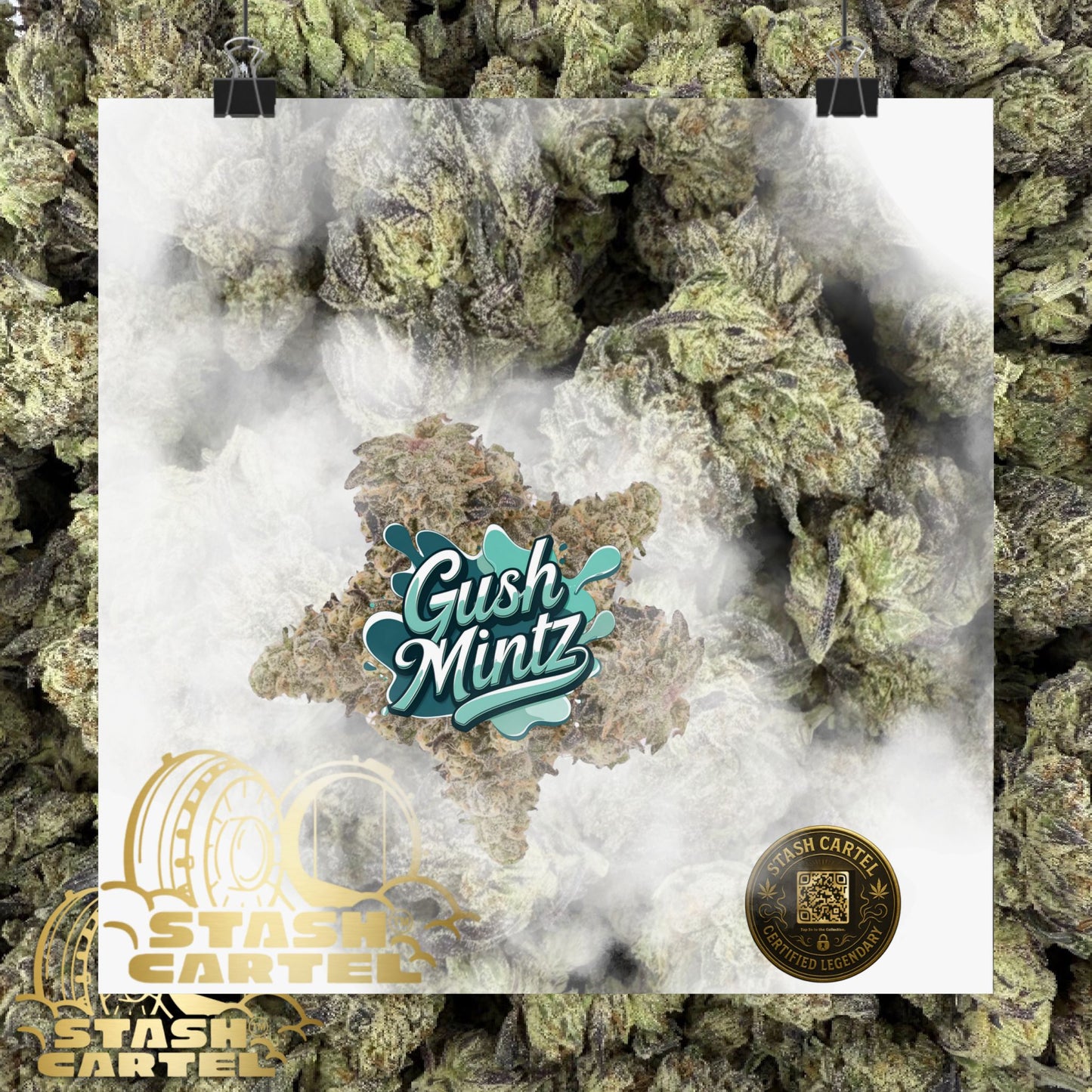 🌬️ "Gush Mintz" Hybrid Poster Print – Ice-Cold Cannabis Wall Art with Minty Drip