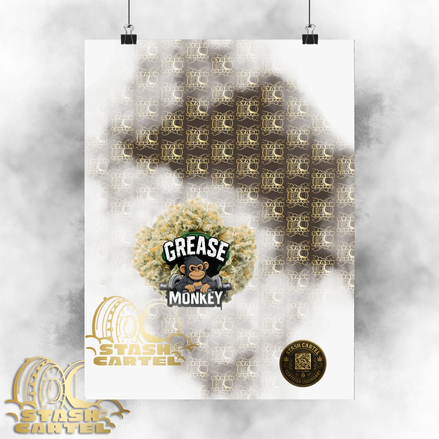 🧼🛠️ Grease Monkey Poster – Gassy Hybrid Wall Art with Full-Body Chill