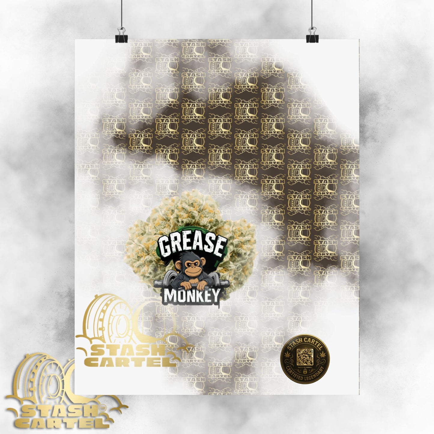 🧼🛠️ Grease Monkey Poster – Gassy Hybrid Wall Art with Full-Body Chill
