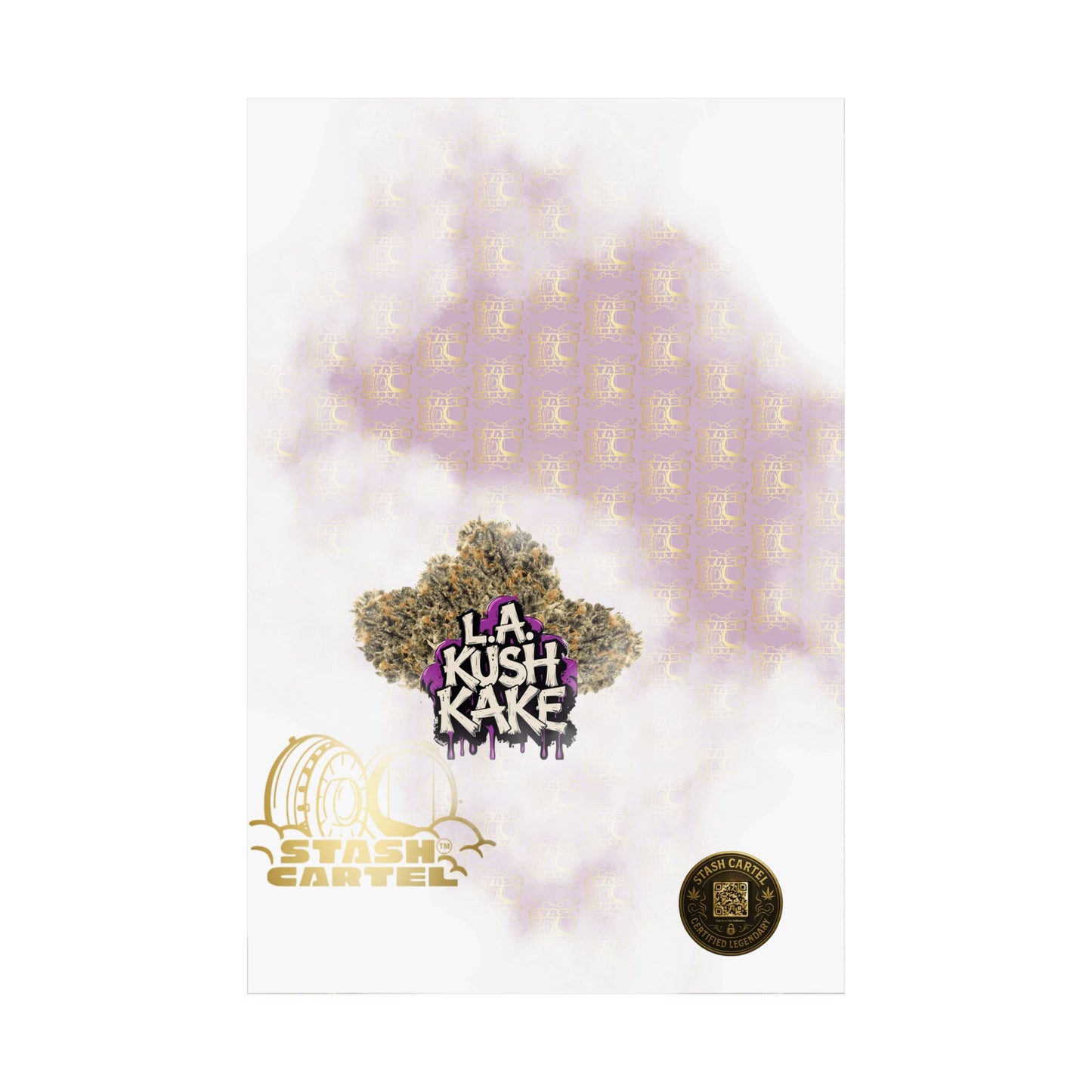 🎂🌴 LA Kush Cake Poster – Indica Hybrid Wall Art with Vanilla Cake & OG Gas