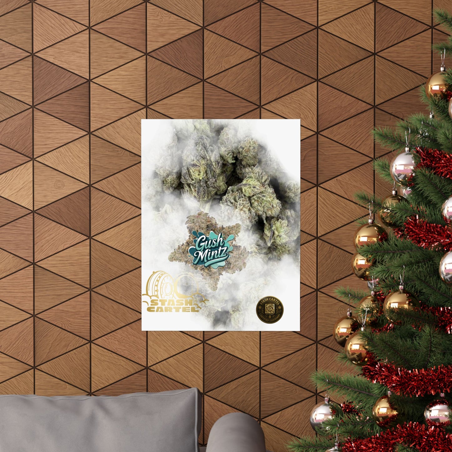 🌬️ "Gush Mintz" Hybrid Poster Print – Ice-Cold Cannabis Wall Art with Minty Drip