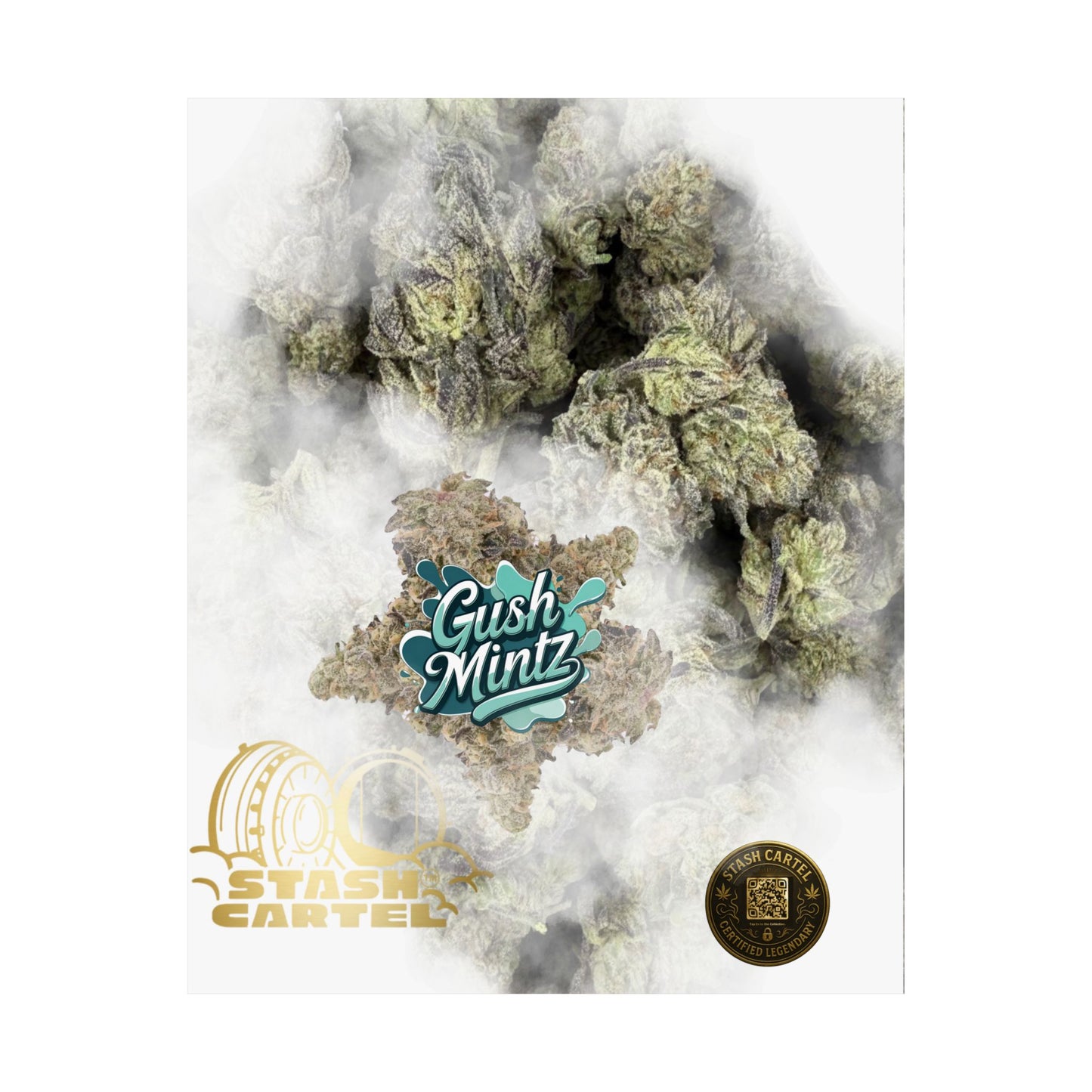 🌬️ "Gush Mintz" Hybrid Poster Print – Ice-Cold Cannabis Wall Art with Minty Drip