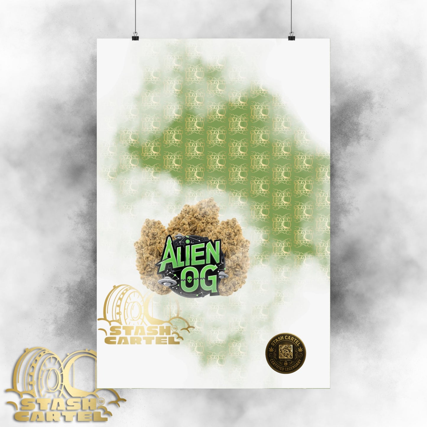 👽🌲 Alien OG Poster – Legendary Indica-Dominant Hybrid with Citrus Pine & Cosmic Potency