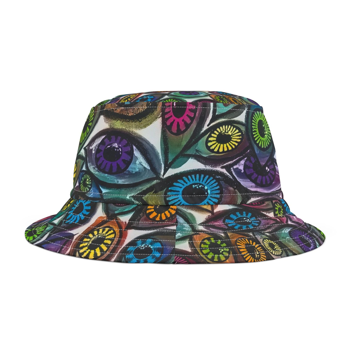 Colorful Eye See You Too Bucket Hat, Bohemian Summer Accessory, Festival Gear, Beachwear, Unisex Hat