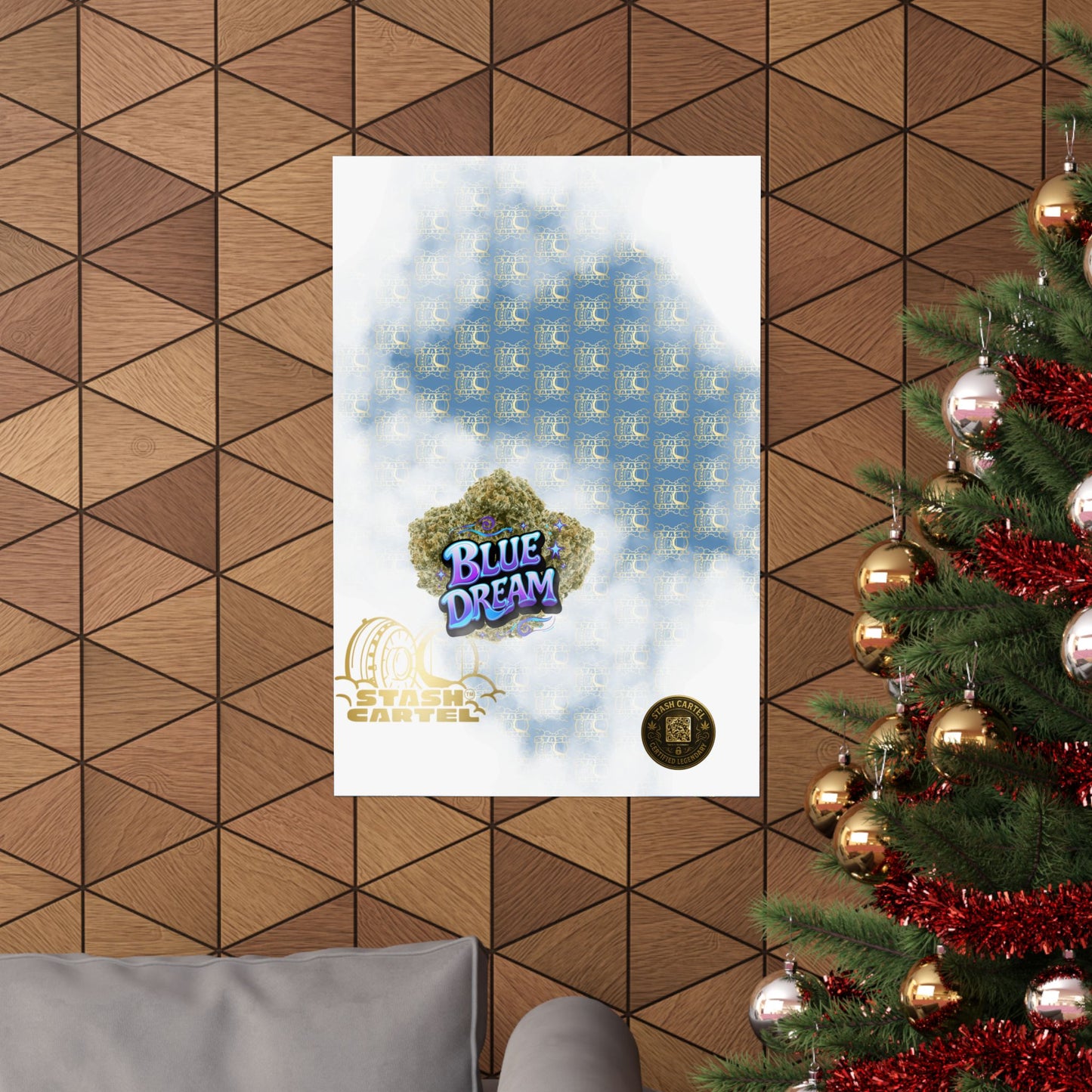 💭 "Blue Dream" West Coast Sativa Hybrid Poster – Classic Cali Cannabis Art in Sky Blue Tones