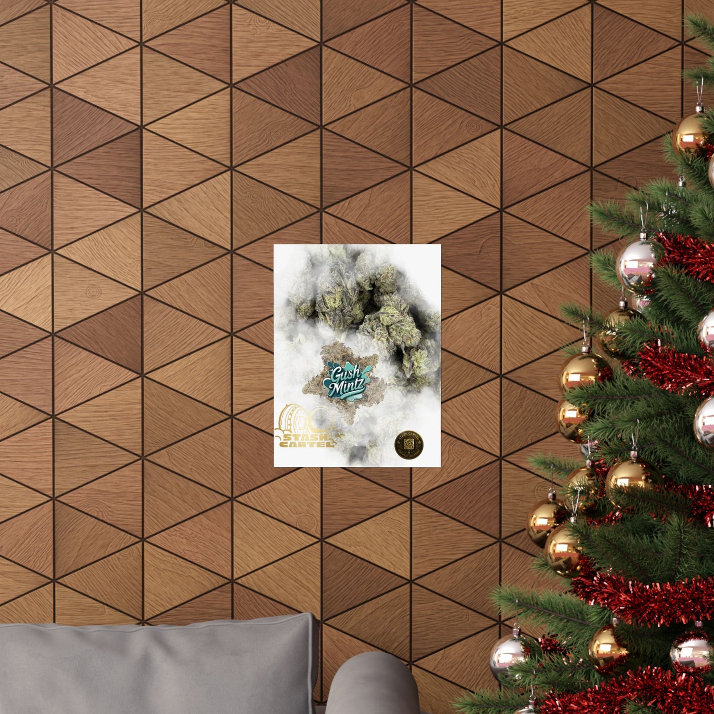 🌬️ "Gush Mintz" Hybrid Poster Print – Ice-Cold Cannabis Wall Art with Minty Drip