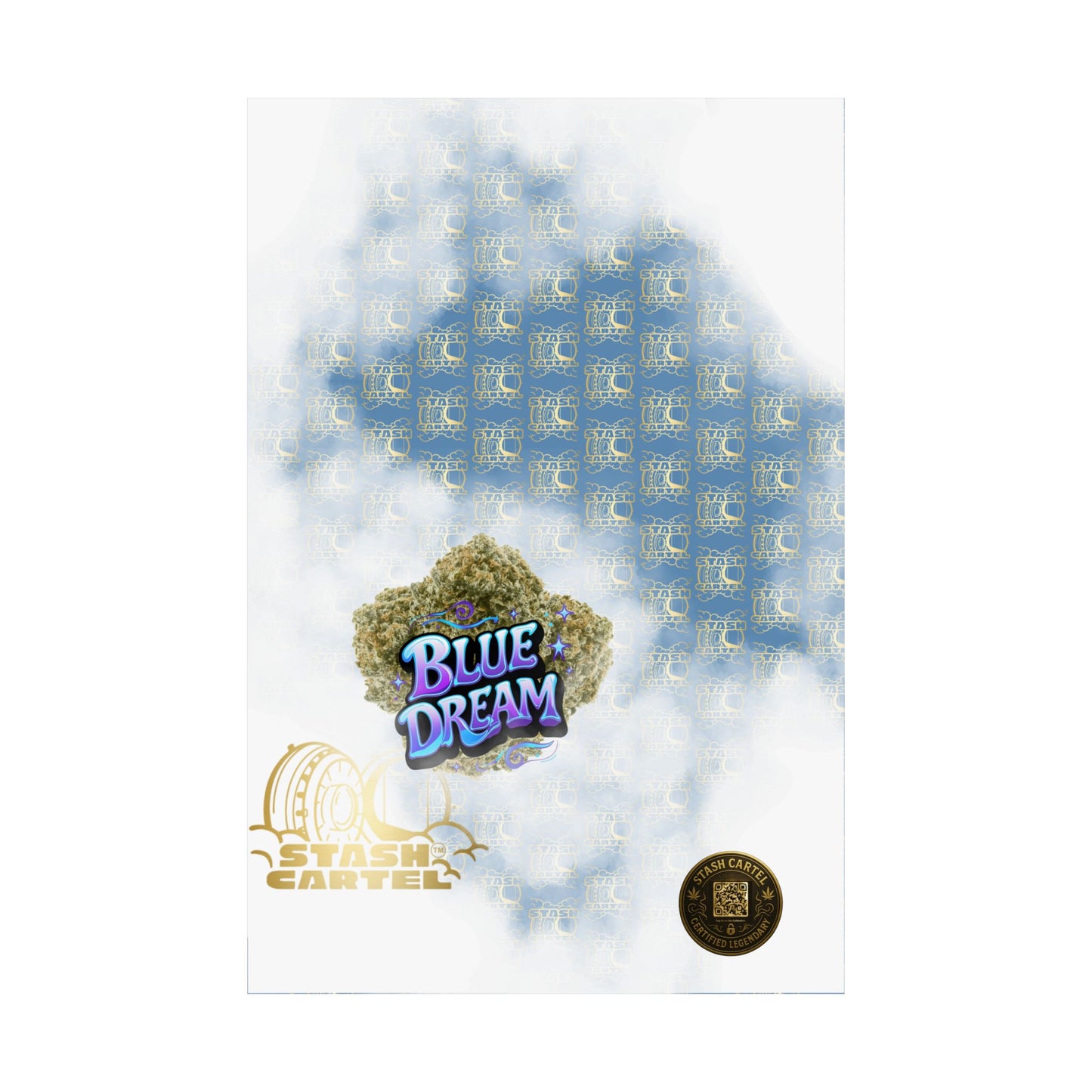 💭 "Blue Dream" West Coast Sativa Hybrid Poster – Classic Cali Cannabis Art in Sky Blue Tones