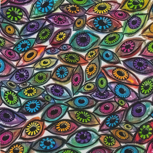 Colorful Eye See You Too Motif Velveteen Plush Blanket | Cozy Throw, Warm Couch Cover, Home Decor, Gift for Kids, Colorful Bedding