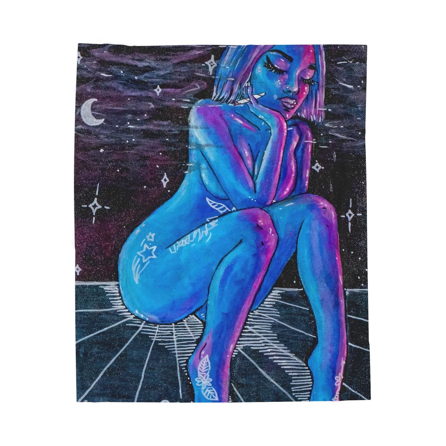 Cosmic Dreamer Velveteen Plush Blanket, Starry Night Throw, Soft Blanket for Home Decor, Gift for Her, Cozy Blanket for Relaxation