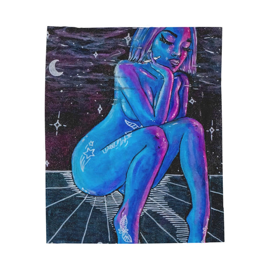 Cosmic Dreamer Velveteen Plush Blanket, Starry Night Throw, Soft Blanket for Home Decor, Gift for Her, Cozy Blanket for Relaxation